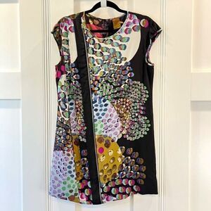 Anthropologie Ali Ro Women’s 4 100% Silk Multi Fabric Print Mini Dress Abstract